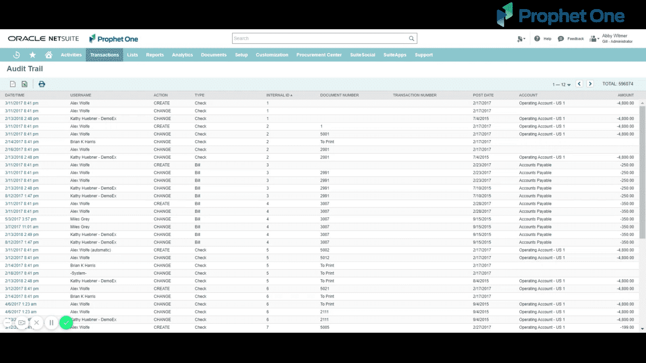 Viewing the Transaction Audit Trail NetSuite Tips & Tricks Prophet One Blog
